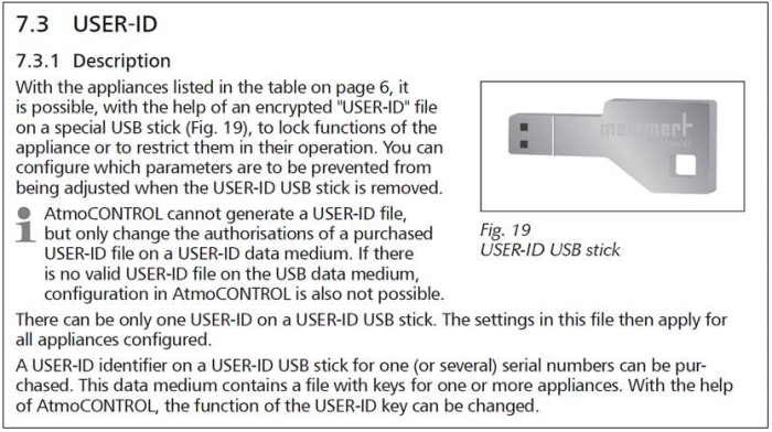 Memmert B33170 User ID-stick