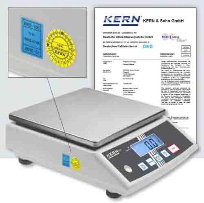 Kern DKD kalibratiecertificaat balansen 5-50 kg klasse 2&3