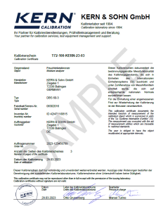 Kern temperatuur kalibratie vochtbalans
